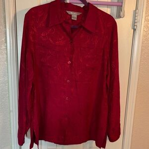 Tanjay Deep Red Floral Shirt Medium NWT